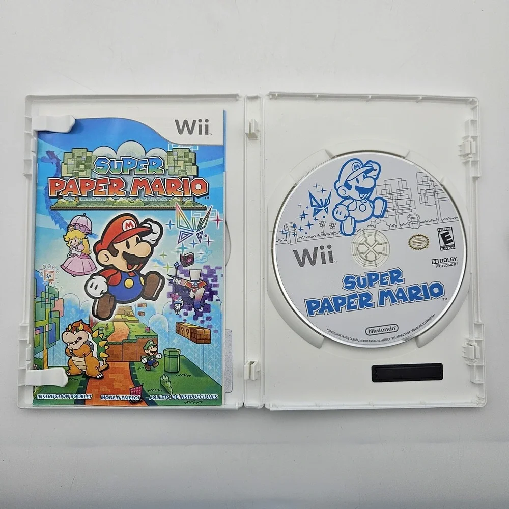Super Paper Mario (Nintendo Wii, 2007) Complete w Manual